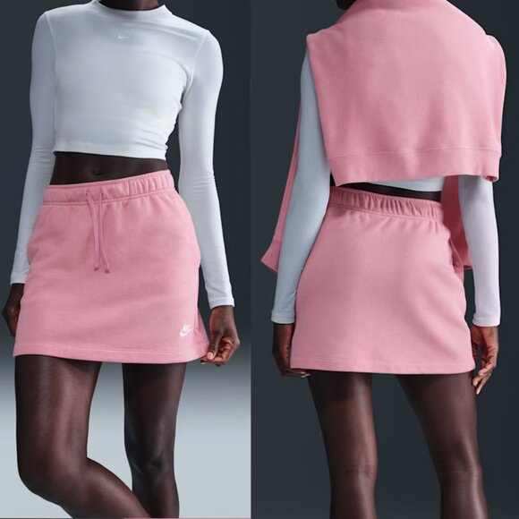 NEW Nike Sportswear Club Fleece Women's L Mini Skirt Elemental Pink $50 Cozy - Picture 6 of 6